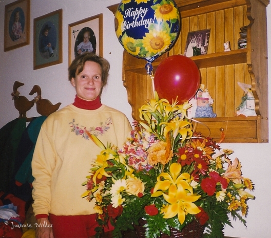 Mom with her Birthday Flowers from Dad