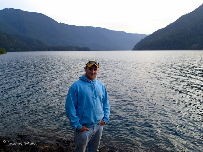 Jackie next to Lake Crescent